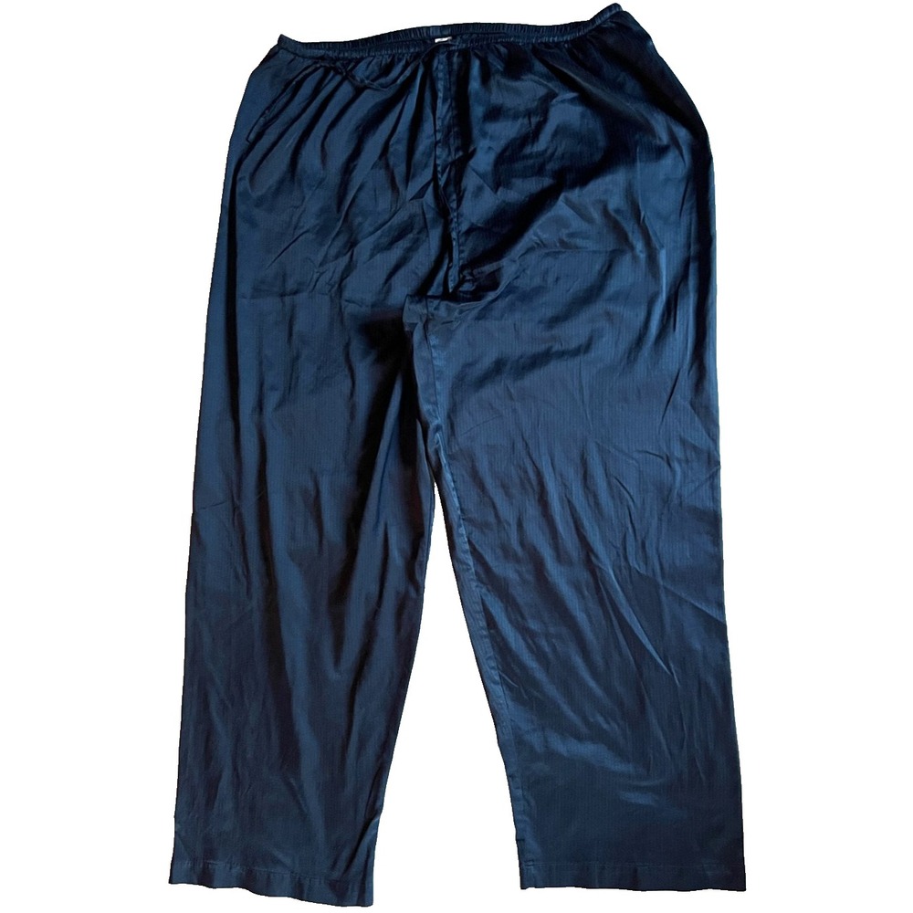 Lounge Pant‎ L Navy Polyester Elastic Waist Pinstripe Sleep Pajama